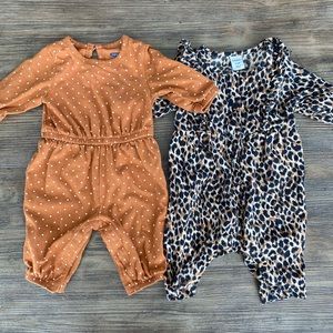 Old Navy Baby Rompers - polka dot & leopard 0-3mo